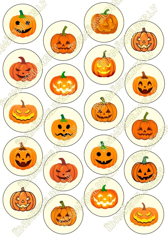 Cukura papīrs ar apdruku "Helovīna ķirbis" 5 cm